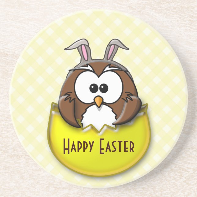 Easter owl - yellow coaster (Front)