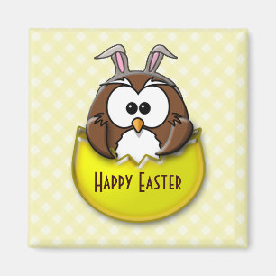 Easter owl - yellow magnet