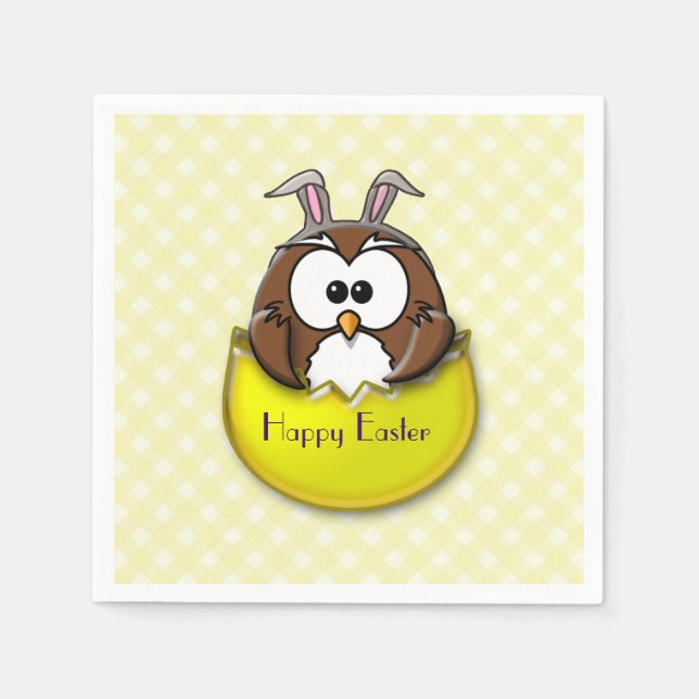 Easter owl - yellow napkin (Front)