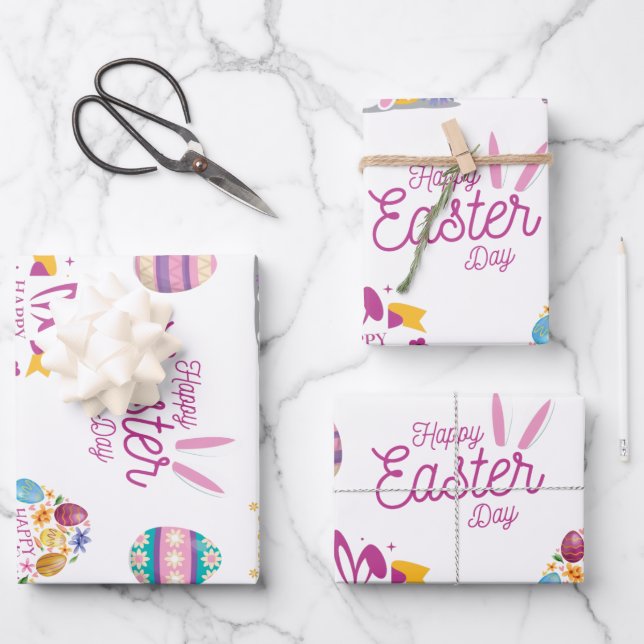 Easter package, Funny Easter Sticker Wrapping Paper Sheet (Front)
