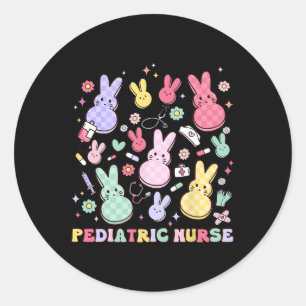 Easter Paediatrics Nurse Bunny Peds Picu Retro Chi Classic Round Sticker