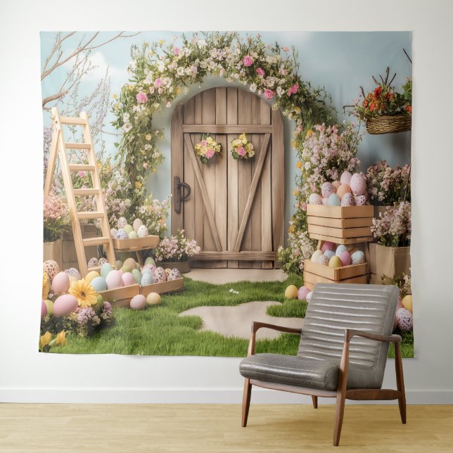 Easter Party Backdrop Photo Wall Art Banner Tapestry (In Situ (Horizontal))