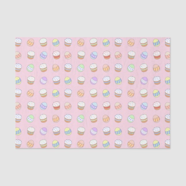 Easter Party Cakes and Eggs Cute Pattern Tissue Paper (Front)