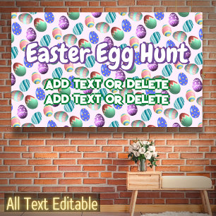 Easter Party Egg Hunt Colourful Easter Eggs Pink Banner