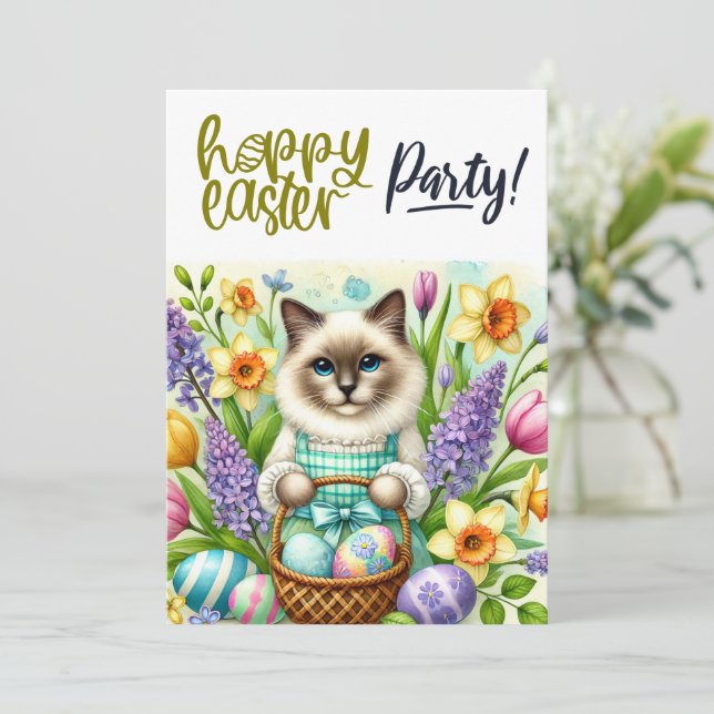 Easter Party for Cat Lovers Invitation (Standing Front)