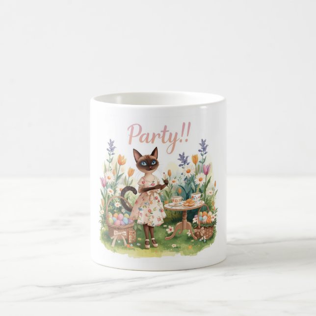 Easter party for Cat Lovers with painted eggs Coffee Mug (Center)
