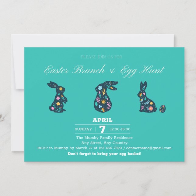 Easter Party Invitation Easter Brunch & Egg Hunt  (Front)
