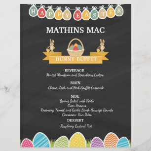 Easter Party Menu Card Template