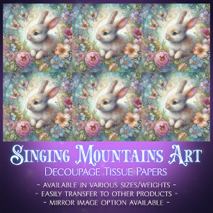 Easter Pastel Butterflies Bunny Decoupage  Tissue Paper