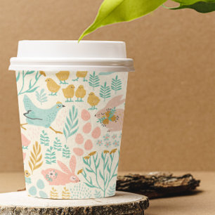 Easter pastel colours symbols seamless pattern paper cups