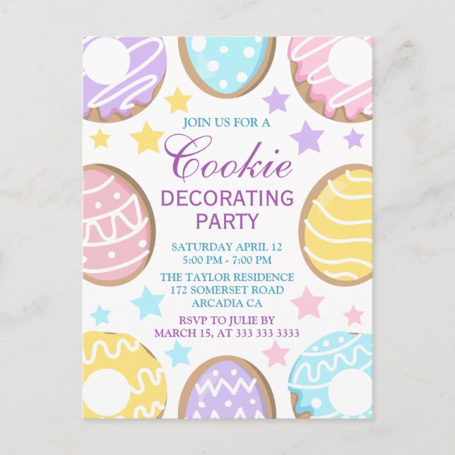 Easter Pastel Cookie Decorating Party Postcard (Front)