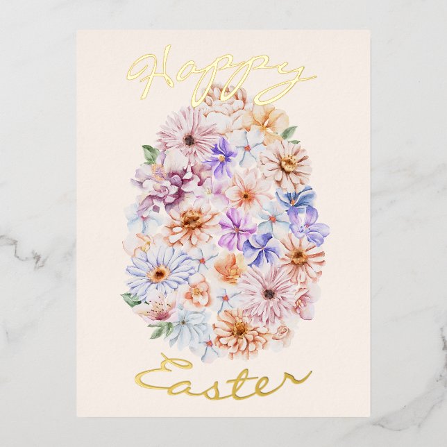 Easter Pastel Florals Customisable Foil Postcard (Front)
