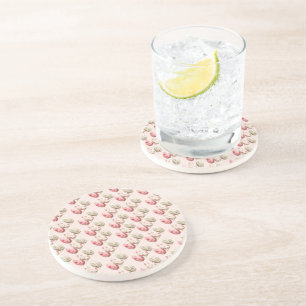 Easter Pastel Pink Beige Eggs Sandstone Coaster