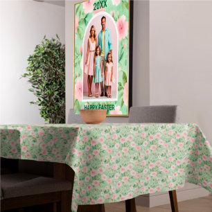 Easter Pastel Pink & Green Florals Tablecloth