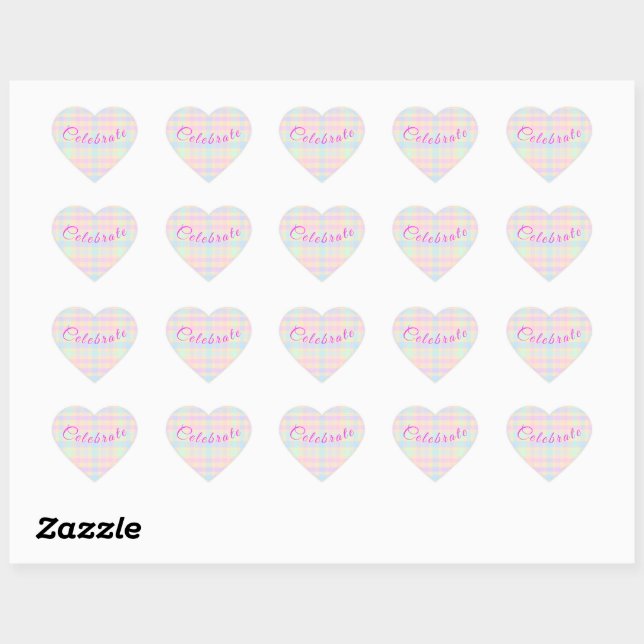 Easter Pastel Plaid Heart Stickers - Celebrate (Sheet)