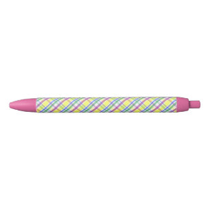 Easter Pastel Plaid Spring Pattern Black Ink Pen