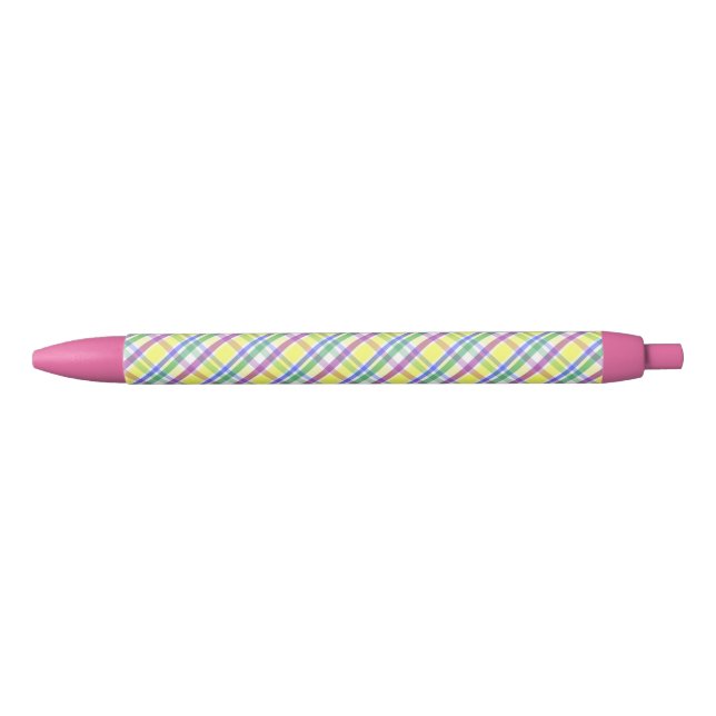 Easter Pastel Plaid Spring Pattern Black Ink Pen (Front)