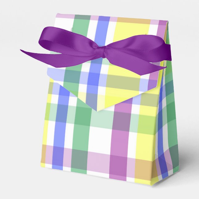 Easter Pastel Plaid Spring Pattern Favour Box (Front Side)