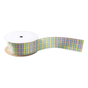 Easter Pastel Plaid Spring Pattern Satin Ribbon