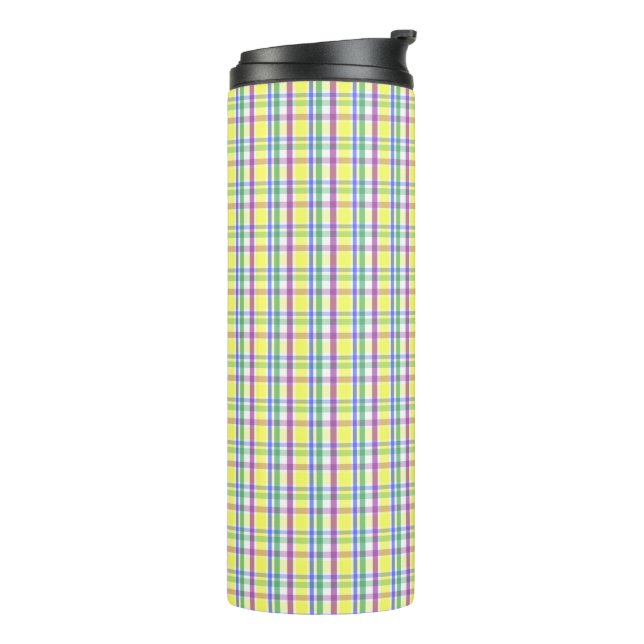 Easter Pastel Plaid Spring Pattern Thermal Tumbler (Rotated Left)