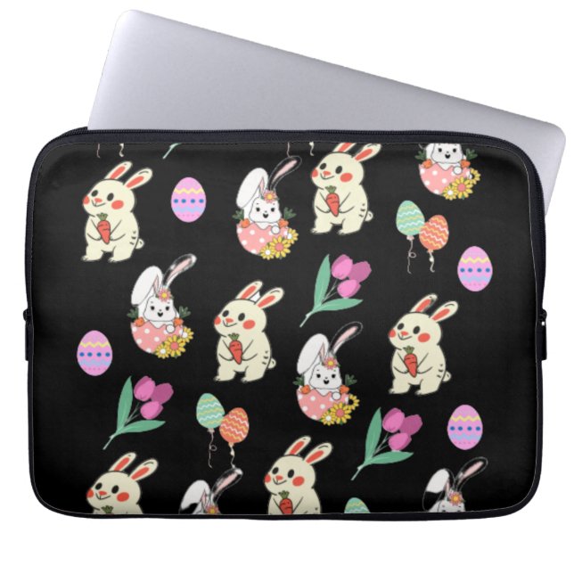 Easter Pattern Rabbit And Eggs     Laptop Sleeve (Front)