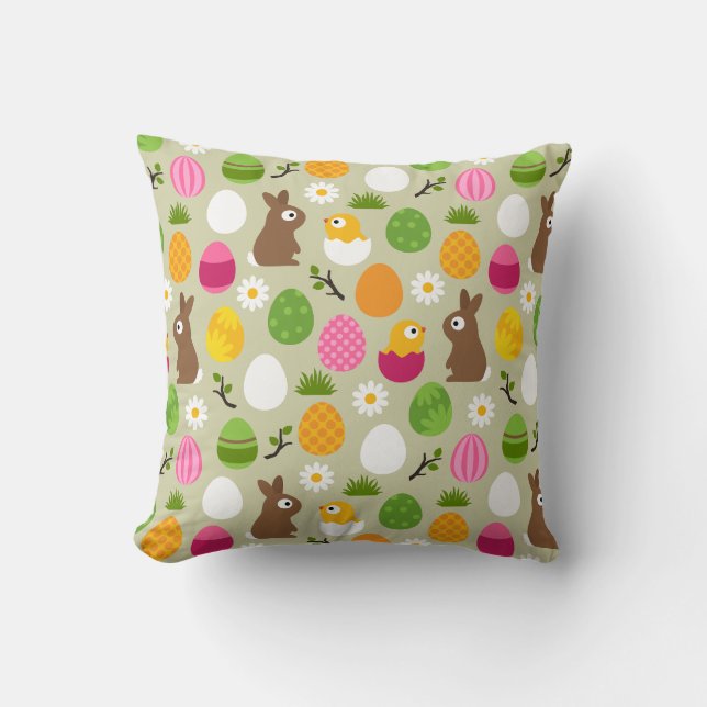 Easter Pattern Throw Pillow (Front)