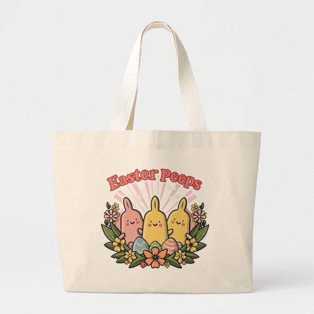 Easter Peeps Large Tote Bag (Front)