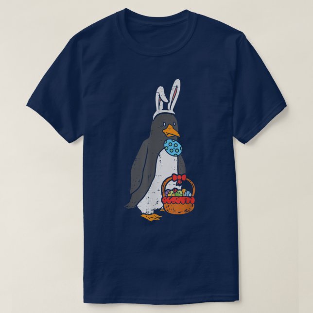 Easter Penguin Bunny Eggs Basket Cute Animal Men W T-Shirt (Design Front)