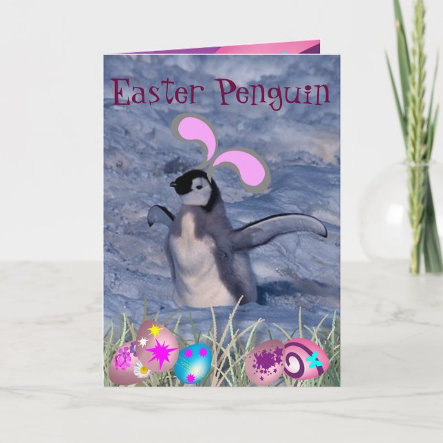 Easter Penguin Holiday Card (Front)