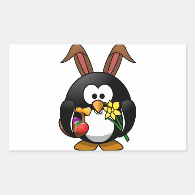 Easter Penguin Rectangular Sticker (Front)
