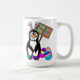 Easter Penguin with Coloured Eggs Coffee Mug