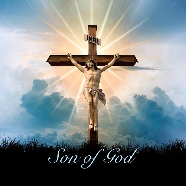 Easter Personalise Jesus On the Cross Classic Round Sticker (Creator Uploaded)