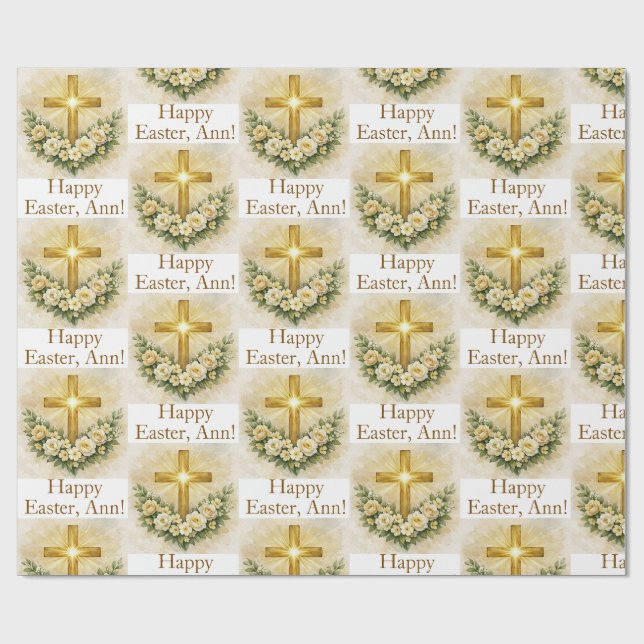 Easter Personalised Christian Cross Wrapping Paper (Flat)