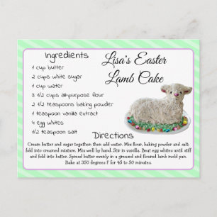 Easter Personalised Lamb Cake Recipe Postcard
