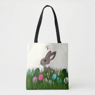 Easter Personalized Rabbit Eggs All-Over-Print Tote Bag