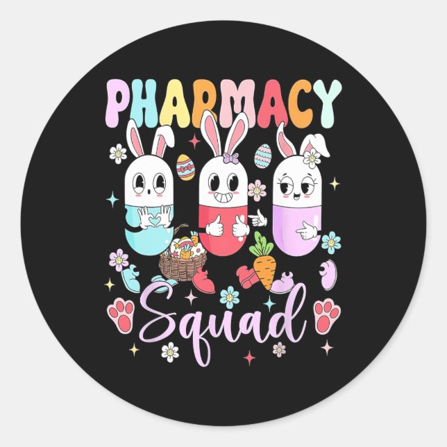 Easter Pharmacy Squad Pills Pharmacist Certified P Classic Round Sticker (Front)