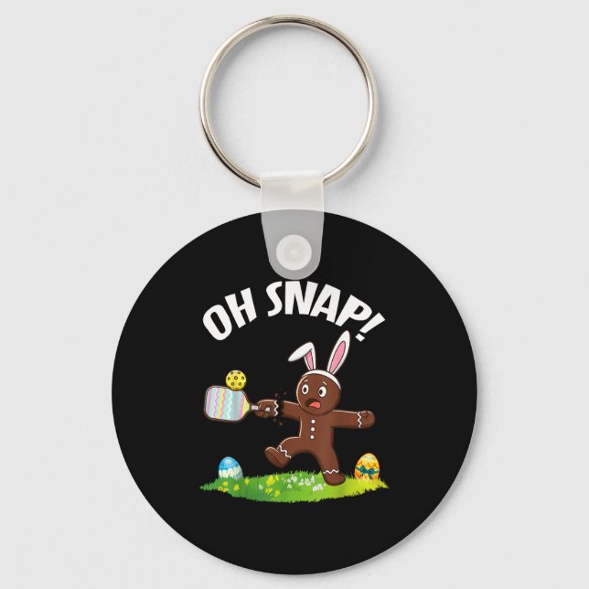 Easter Pickleball Gingerbread Man Oh Snap Broken A Key Ring (Front)