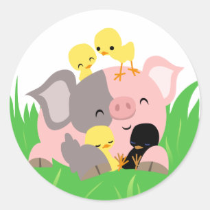 Easter piggy and chicks sticker