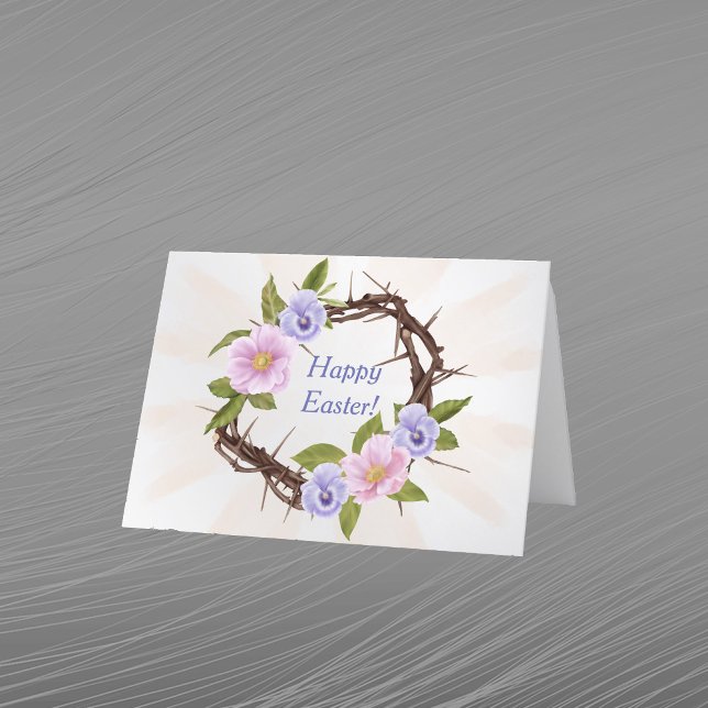 Easter Pink Purple Floral Crown Thorns Holiday Card (Creator Uploaded)