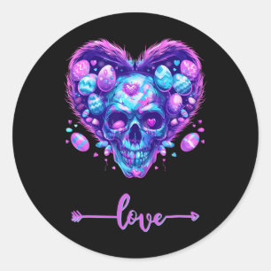 Easter Pink Skull Candy Love Rock For Men Women Classic Round Sticker