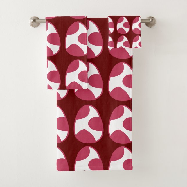 Easter Pink White Easter Eggs Happy Easter Bath Towel Set (Insitu)