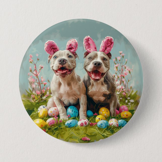 Easter Pit Bull Dogs 7.5 Cm Round Badge (Front)