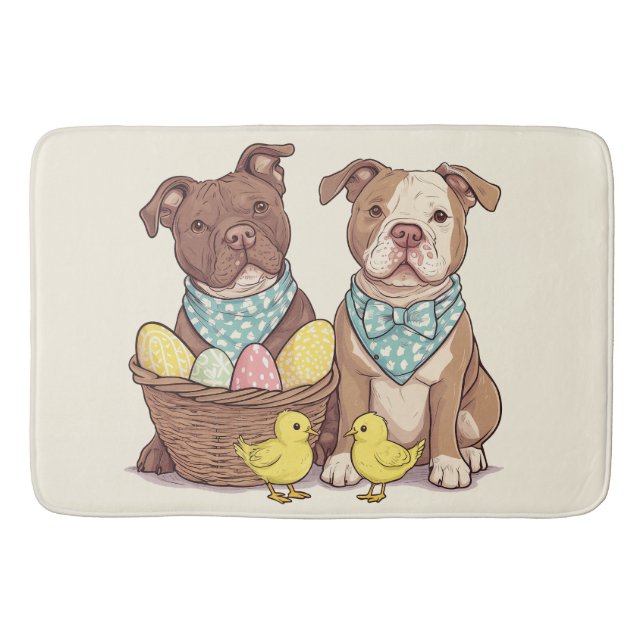 Easter Pit Bull Dogs Bath Mat (Front)