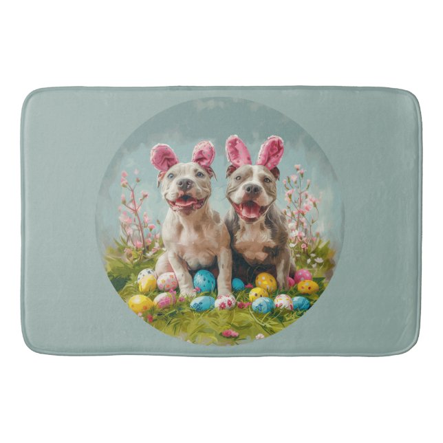 Easter Pit Bull Dogs Bath Mat (Front)