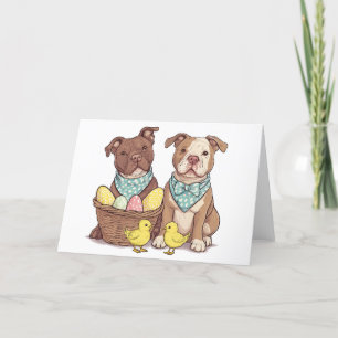 Easter Pit Bull Dogs Holiday Card