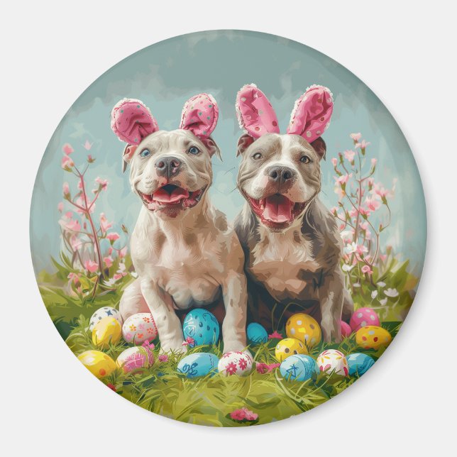 Easter Pit Bull Dogs Magnet (Front)