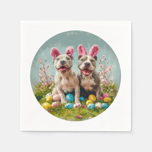 Easter Pit Bull Dogs Napkin (Front)