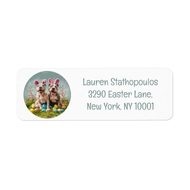 Easter Pit Bull Dogs Return Address Label (Front)