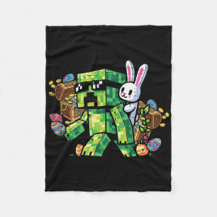 Easter Pixel Gamer Bunny Gaming Toddler Boys Kids  Fleece Blanket
