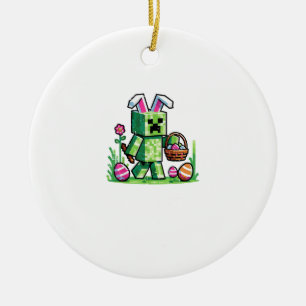 Easter Pixel Gaming Bunny Egg Hunting Boys Kids Yo Ceramic Ornament